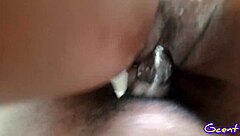 Oh yes feel this tight juicy pussy getting fucked hard she moans during creampie