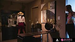 Abella Danger and Haley Reed's oiled lesbian massage turns into wet pussy scissoring