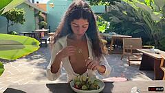 Hey, I asked my friend to cum on my face in a cafe so I could eat food with sperm - wild public cumwalk!