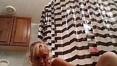 sassy brunette grabs massive dildo for intense solo fucking session. she pounds shaved pussy hard until explosive orgasm hits.