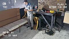 Redhead amateur takes her car to the mechanic for repairs and enjoys the service experience