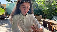 Hey, I asked my friend to cum on my face in a cafe so I could eat food with sperm - wild public cumwalk!