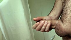 I enjoy solo masturbation with my big cock close up before taking a hot bath