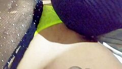 Brazilian ebony crossdresser gives blowjob to masked guy until quick creampie in fetish encounter