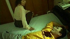 Japanese brunette couple enjoys daytime hardcore with blowjob orgasm and hairy pussy close up.