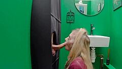 gloryhole teen sucks old cock and swallows cum in uniform