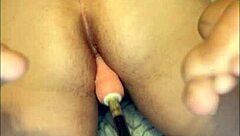 sexy pale skin pawg takes a fuck machine belly down