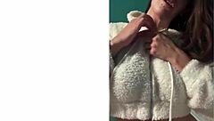 she commands him to turn around leaving thighs uncovered announcing todays punishment as the mature mistress with big tits