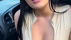 Hot Asian gets stopped by police and fucks without condom in the woods during intense interracial encounter