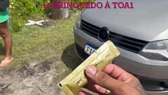 Petite Teen Babe Takes Monster Big Cock in Amateur Anal Assfucking with Creampie in Outdoor Public POV