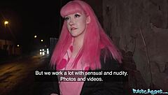 Public agent removes her chastity belt for creampie in wet pussy outdoors