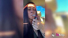 Petite Spanish Nympho Squeezes 10-Inch Cock in Bathroom Shower Deepthroat Doggystyle Outdoor Flashing