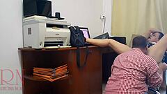 I feel the office domination as femdom lady boss makes employee lick her wet tight pussy on hidden cam.