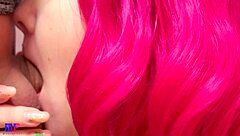 Sloppy blowjob close up with pulsating cum in mouth creampie