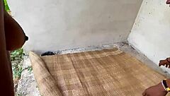 oops this 18yo curvy ebony cutie let me pound her wet pussy on grannys old outdoor mat