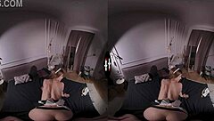 i'm in a dark room vr getting blowjob and handjob from brunette with shaved pussy in pov
