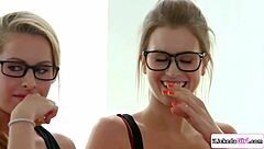 never knew a nerd like you loves tribbing and pussy licking so much with that blonde teen passion