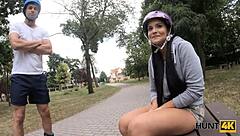 For cash this naughty chick cheats on her cuckold boyfriend with a rich stranger