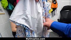 Security Guard Catches Shoplifter Teen And Forces Tight Pussy Sex As Punishment