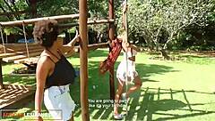 Big Tits Black Babes Ride Face, Scissor, and Squirt with Dildo in Bed!