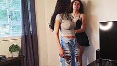 Shy Ebony Latina in First Hardcore with Cum Swallow