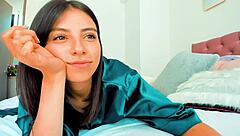 Latina girl subtly enjoys facefucking fun on webcam in cosplay