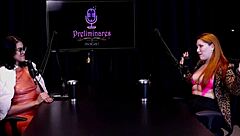 The hot redhead Natasha Fiore strips naked after Bia Hot interview.