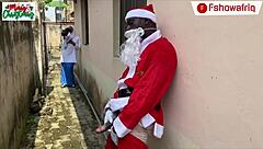 Amateur ebony chubby bent over doggystyle wet pussy outdoor christmas gift