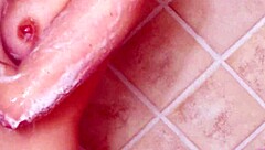 gorgeous blonde took a shower after her photoshoot