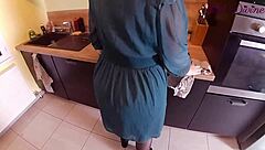 Generous GIRL pulled aside her BIG PANTIES to get FUCKED in the KITCHEN