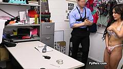 Jewelry stealing big tit latina punished hard in garage