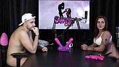 sexy brazilian babe strips naked showing delicious pussy after handjob game in sheer red lingerie compilation