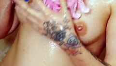 gorgeous blonde took a shower after her photoshoot