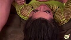 Brunette gets anal and dp in threesome before swallowing hot loads