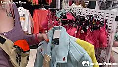 Gf Gives Blowjob In Changing Booth With Cumshot