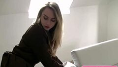 naughty college babe chloe toys her wet pussy until juices soak the couch in a dripping orgasm.