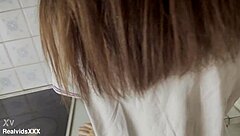 he wakes up with a stiff cock pressing hard since early morning. finally he grabs his girlfriend from behind in the kitchen for quick doggystyle action.