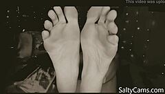 Intense foot licking and toe sucking in fetish play