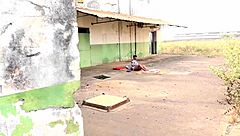 Another Way to Enjoy My Neighbor in the Abandoned and Surprised Garage Masturbating Her Pussy with a Dildo