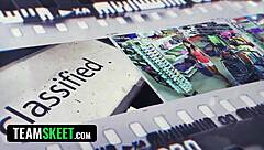 Exotic Asian Luna Lux Gets Wild Blowbang and Gangbang in Shop After Getting Caught!