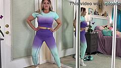 Watch This Sexy Milf Try On Tight Gym Leggings And Flash Curves!