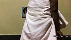 mature mum strips naked and teases with wet pussy foreplay for two young village men in country ranch