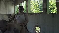 dancing leads to hot russian pegging outdoors