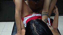 The massage room gets pretty hot. We continue with spanking and kissing on her big ass and natural tits in part 2.