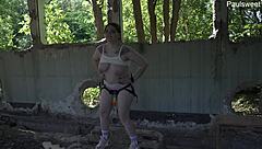 dancing leads to hot russian pegging outdoors