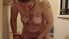 Amateur milf bound in BDSM humiliation session flashing natural tits as submissive slave in 2024.