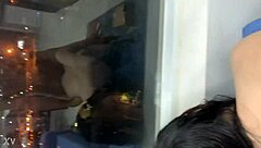 Outdoor public moment with smooth white skin