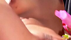 Seductive car wash leads to outdoor lesbian threesome with strapons