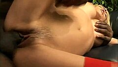 Red stockings lead to intense fucking with black cock plus footjob until wet cumshot