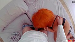 Sexy woman shares bed with friend and masturbates next to him